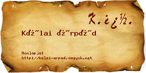 Kálai Árpád névjegykártya